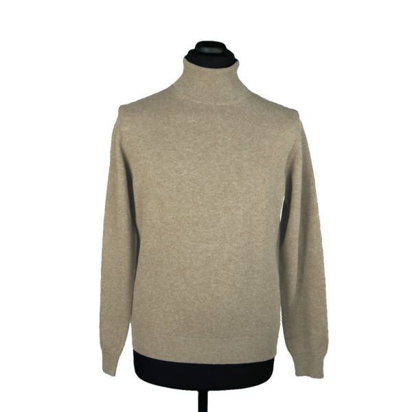 Cashmere turtleneck sweater for men, beige