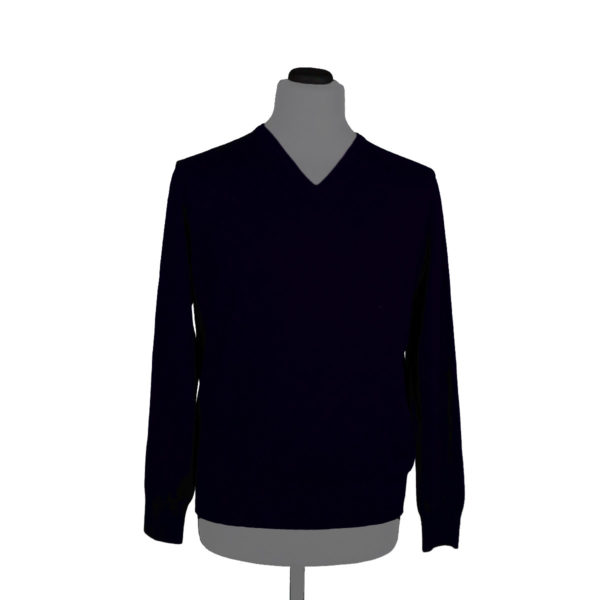 Silk cashmere V-neck sweater for men, black