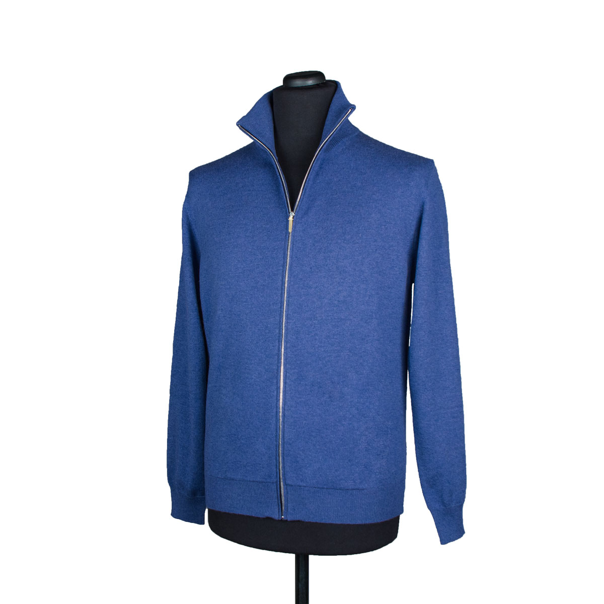 Mens zip up cashmere cardigan, Yale blue Di Franco Moda Italiana