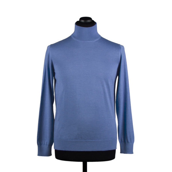 Cashmere and silk turtleneck sweater for men, lavender blue