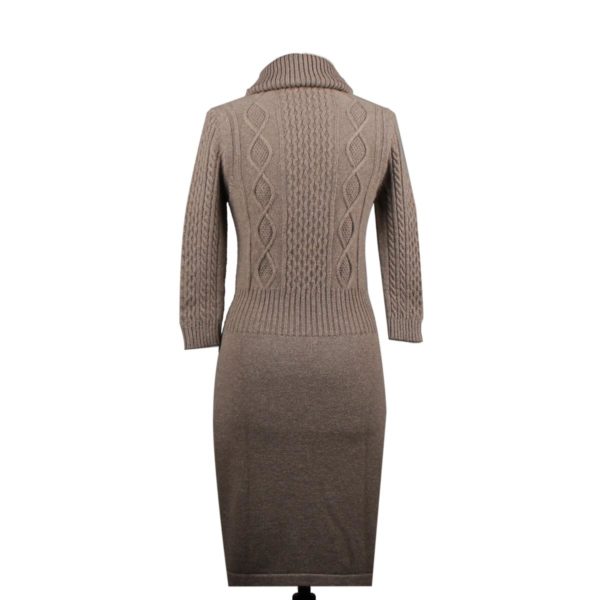 Brown cashmere twisted knitted jumper dress - Image 2