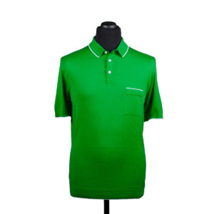 Green cotton knit polo shirt