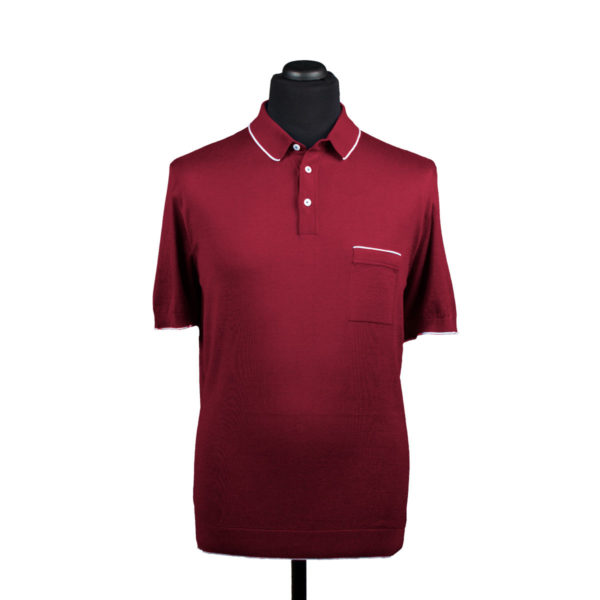 Mesh cotton polo shirt, burgundy