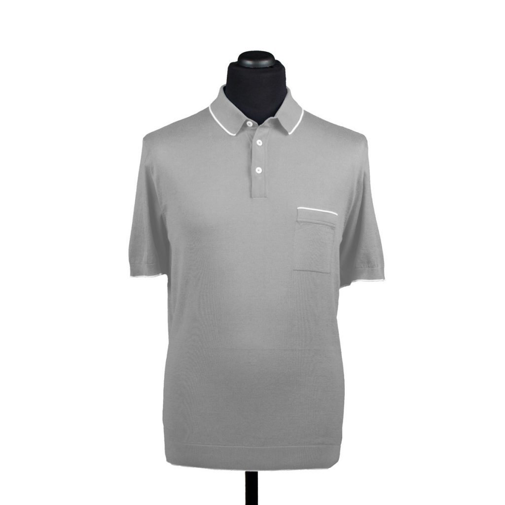grey jersey polo shirt
