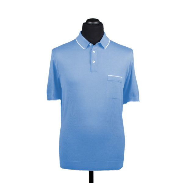 Mesh cotton polo shirt, light blue