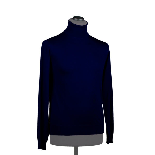 Silk turtleneck sweater for men, navy blue