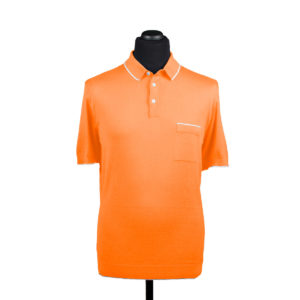 Orange cotton knit polo shirt