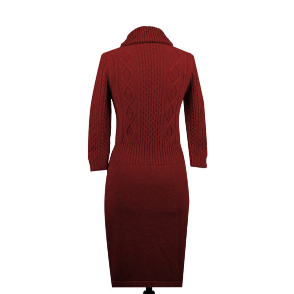 Red cashmere twisted knitted jumper dress - Image 2