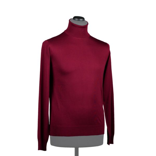 Silk turtleneck sweater for men, burgundy