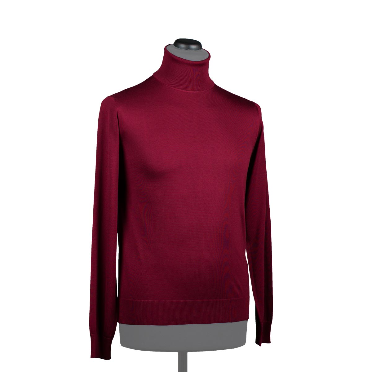 Silk turtleneck sweater for men, burgundy - Di Franco Moda Italiana